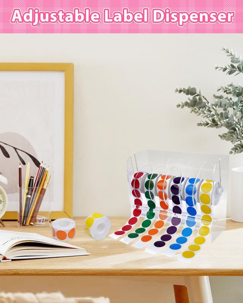 UCEC Acrylic Sticker Holder, Adjustable Label Dispenser 6 Disks, Dispenser for Rolls of Sticker Labels for Small Hand Workers, Offices and Homes - Image 5